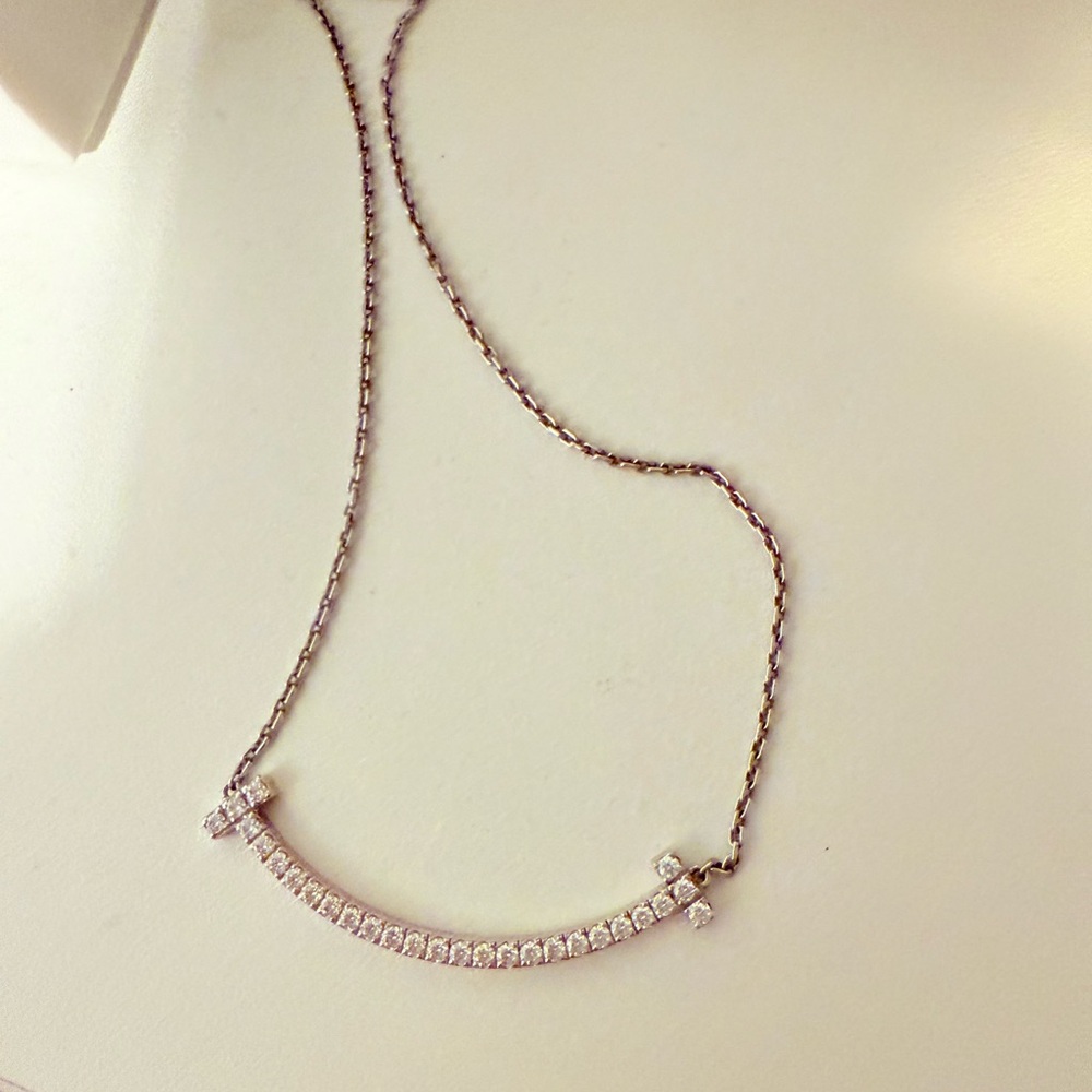 Tiffany Smile Diamond Necklace with Crystal Accents